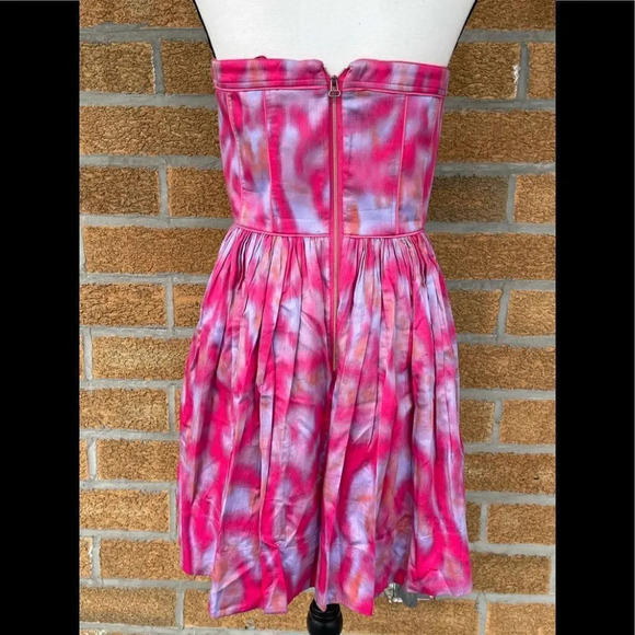 REBECCA TAYLOR PINK MULTI TIE DYE STRAPLESS Dress - Picture 8 of 9